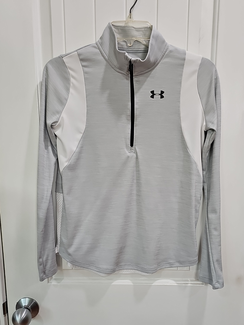 Under Armour Gray and White Half-Zip Athletic Pullover
